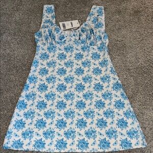 NEW White and Blue Floral Mini Dress